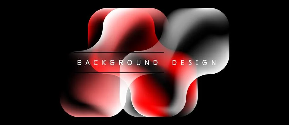 Abstract fluid shapes overlap, creating vibrant red, white gradients. Dark Stock Illustration