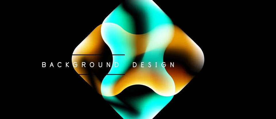 Abstract fluid shapes overlap, creating vibrant color gradients. Design fea.. Stock-Illustration