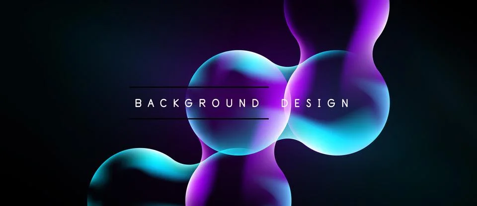 Abstract fluid shapes overlap, creating vibrant purple, blue gradients. Dark Stock Illustration