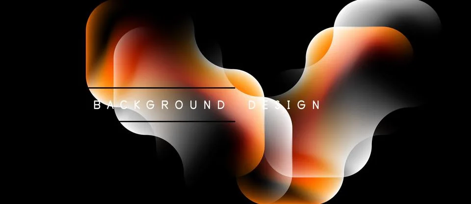 Abstract fluid shapes overlap, creating vibrant orange, white gradients. Dark Stockillustratie