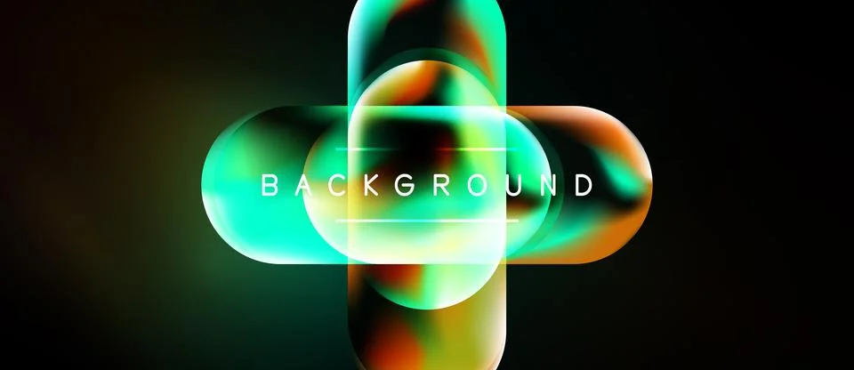 Abstract fluid shapes overlap, creating vibrant teal, orange gradients. Dark Stock Illustration