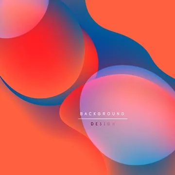 Abstract fluid shapes overlap. Warm reds, oranges blend with cool blues, Stock Illustration