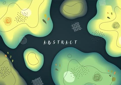 Abstract fluid shapes pattern design of organic green decorative. Ilustração Stock