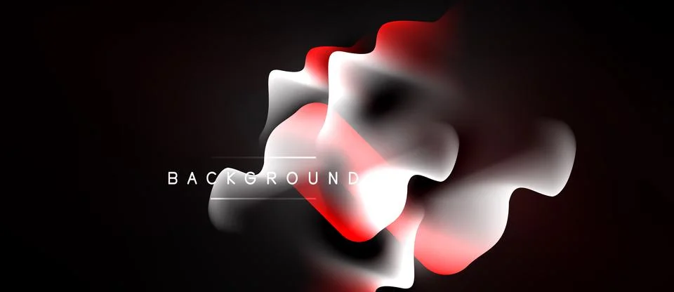 Abstract fluid shapes, red, white, black. Dynamic composition creates modern Stock Illustration