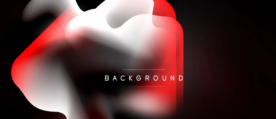 Abstract fluid shapes, red, white, black. Dynamic composition, modern design, Illustrazione stock