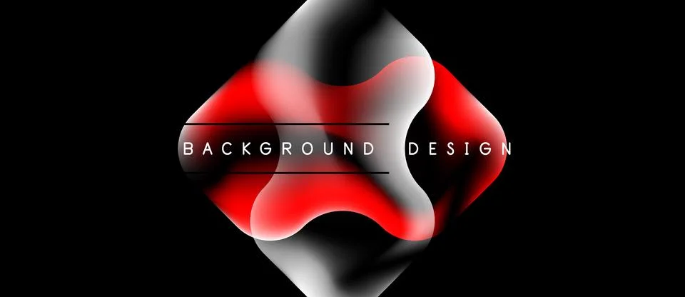 Abstract fluid shapes, red, white, black gradients. Dynamic composition with Stock Illustration