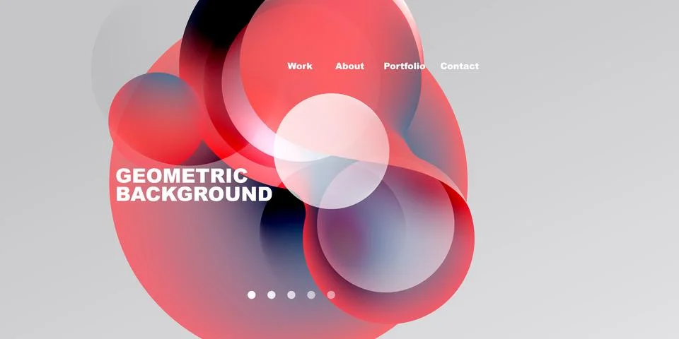 Abstract fluid shapes, redblue gradient. Minimalist design with text elements Stock Illustration