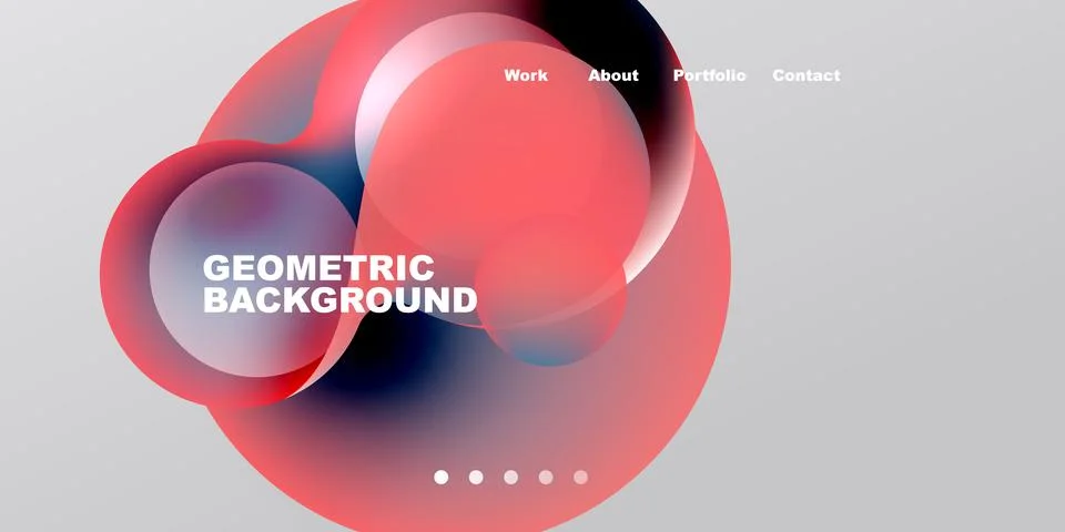 Abstract fluid shapes, redpurple gradient, white text. Minimalist design with Stock Illustration