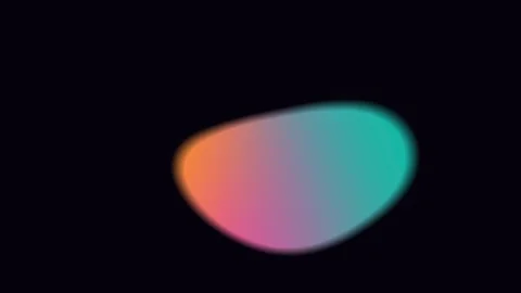 Abstract fluid shapes with teal and orange gradient colors on black space Stock Footage 338311191