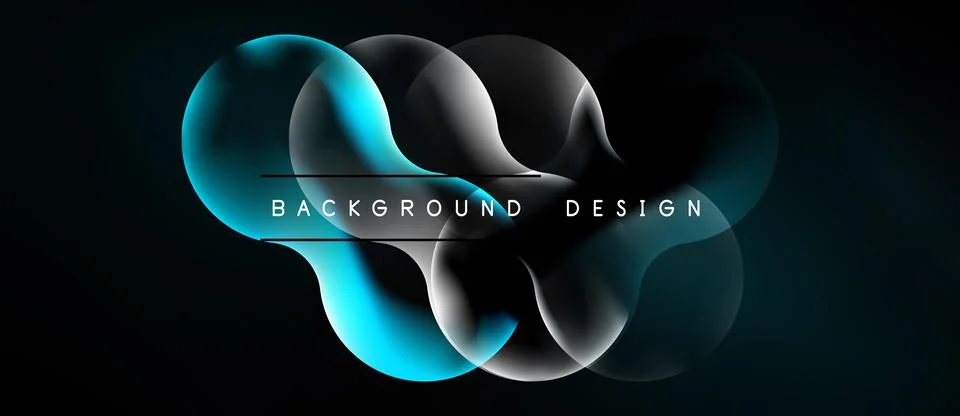 Abstract fluid shapes, vibrant blue highlights, white smoke effects. Dark Stock Illustration