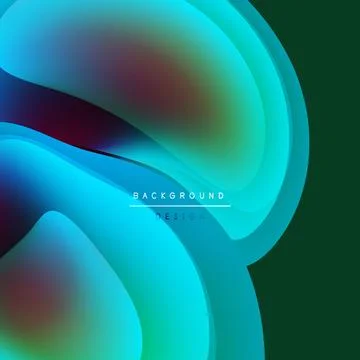 Abstract fluid shapes, vibrant blues, greens. Modern design elements create Stock Illustration