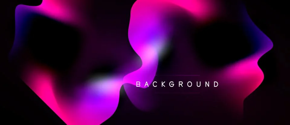 Abstract fluid shapes, vibrant colors, dark background. Modern design element Illustrazione stock