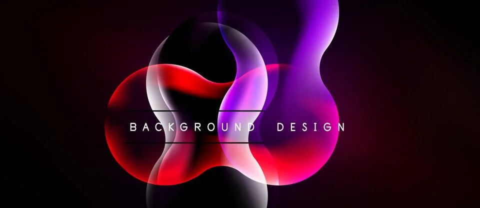 Abstract fluid shapes, vibrant red, purple hues. Dynamic composition over bla イラスト素材