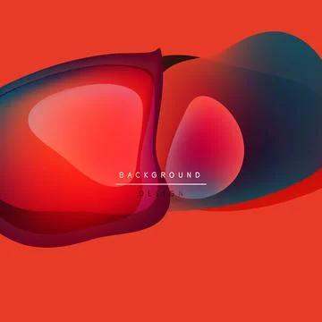 Abstract fluid shapes, vibrant reds, blues blend. Modern design elements create イラスト素材