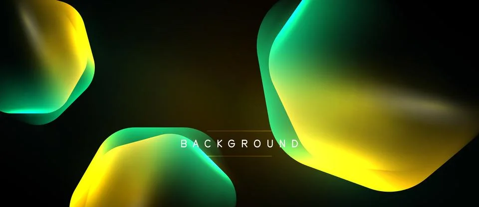 Abstract fluid shapes, vibrant yellow, green hues dominate dark background. 스톡 일러스트