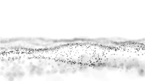 Abstract fluid slow motion dotted wavy particle curve shape isolated on white Video stock 222733993