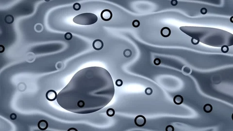 Abstract Fluid Surface with Circles in Soft Metallic Tones Moving Along Vídeos de archivo 330120665