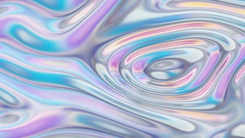 Abstract fluid texture of swirling liquid chrome metal waves with motion ligh Stock Footage 303158902