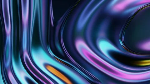Abstract fluid texture of swirling liquid chrome metal waves with motion ligh Stock Footage 303159085