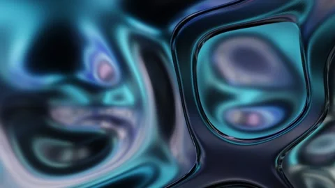 Abstract fluid texture of swirling liquid chrome metal waves with motion ligh Stock Footage 308244011