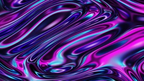 Abstract fluid texture of swirling liquid chrome metal waves with motion ligh Stock Footage 308244033