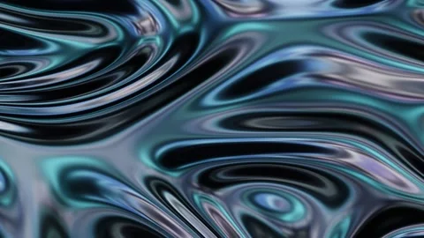Abstract fluid texture of swirling liquid chrome metal waves with motion ligh Stock Footage 310459671