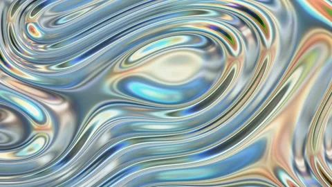 Abstract fluid texture of swirling liquid chrome metal waves with motion ligh Stock Footage 318793749