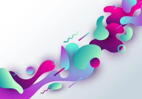 Abstract fluid vibrant gradient shape with geometric design isolated on white Illustrazione stock