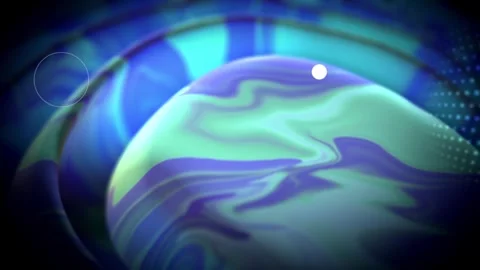 Abstract fluid visuals of blue and green waves with floating spheres Stock Footage 316250629