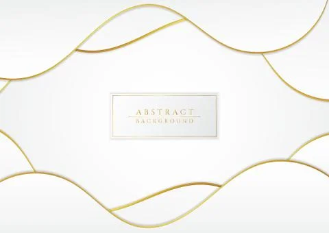 Abstract fluid wave design frame curve style white and gold overlap layer Stock Illustration