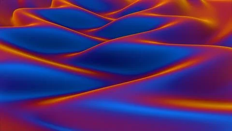 Abstract fluid wave-like structure with blue and orange gradient tones.. Stock Illustration