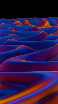 Abstract fluid wave-like structure with blue and orange gradient tones.. Stock Illustration
