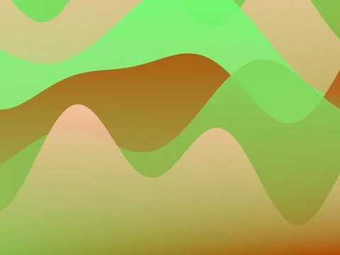 Abstract Fluid Wavy Background with Overlapping Green and Brown Organic Sha.. Stock Illustration