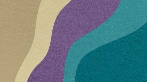Abstract fluid wavy layered textured paper background in beige, violet, tea.. Stock Illustration