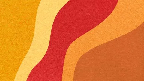 Abstract fluid wavy layered textured paper background in yellow, red, orang.. Stock Illustration