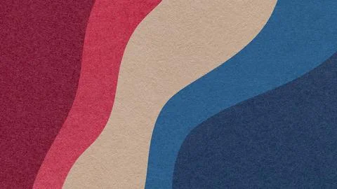 Abstract fluid wavy layered textured paper background in red beige blue col.. Foto stock