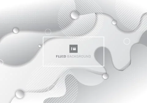 Abstract fluid white and gray background with circles geometric elements. Stock Illustration