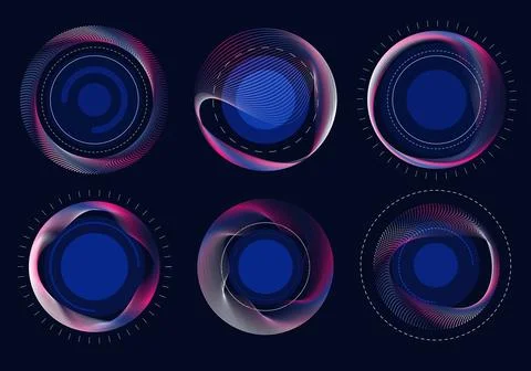 Abstract fluorescent neon gradient colors round shape decorating. Stock Illustration