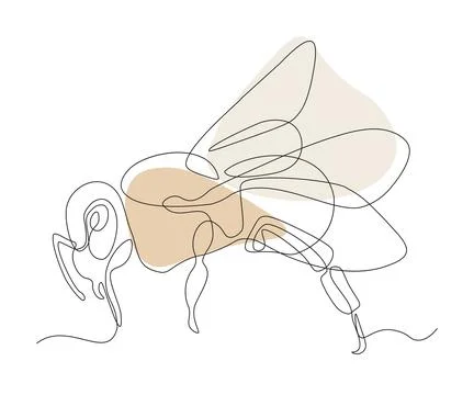 Abstract fly, bee, bumblebee Continuous One Line Drawing Stock Illustration