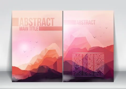 Abstract Flyer Brochure Design Template with Geometric Mountains Background.. Stock Illustration