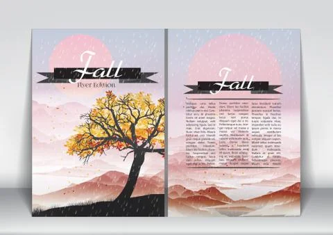 Abstract Flyer Brochure Design Template of Fall Season with Abstract Trees .. Stock Illustration