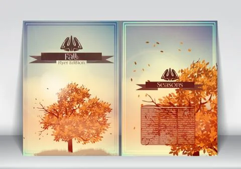 Abstract Flyer Brochure Design Template of Fall Season with Abstract Trees .. Stock Illustration