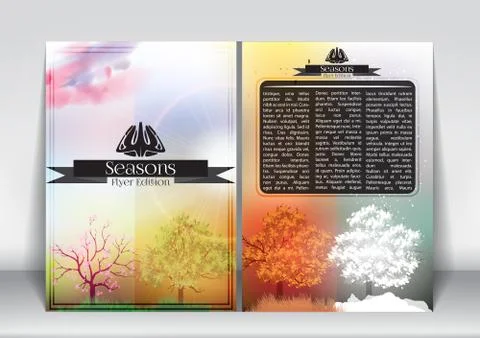 Abstract Flyer Brochure Design Template Four Seasons Banners with Abstract .. Stock Illustration