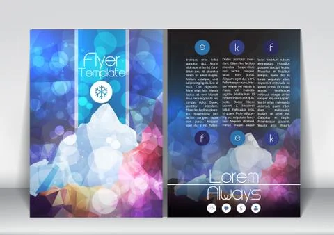 Abstract Flyer Brochure Design Template with Geometric Mountains Background.. Stock Illustration