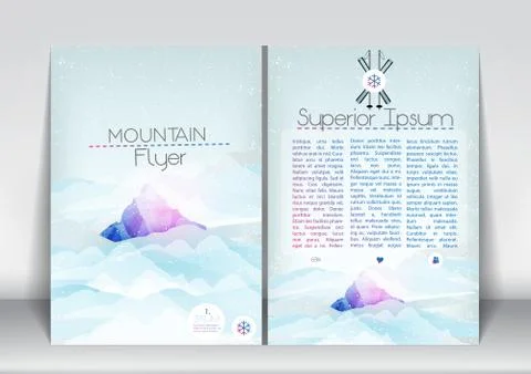Abstract Flyer Brochure Design Template with Mountain in Clouds - Vector Il.. Stock Illustration