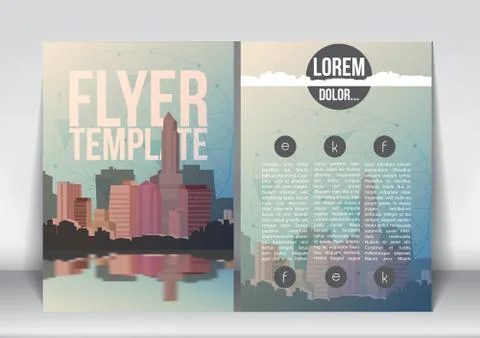 Abstract Flyer Brochure Design Template on City Background - Vector Illustr.. Stock Illustration