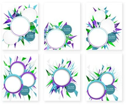 Abstract flyer business triangular background set. Stock Illustration