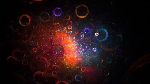 Abstract flying blue and red crystal rings on black background. Stock Footage 90884641