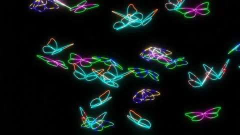 Abstract Flying Butterflies Front View Stock Footage 220797155