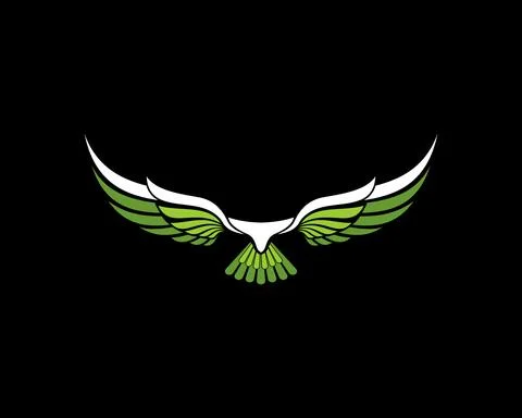 Abstract flying eagle with green and white colors Illustrazione stock